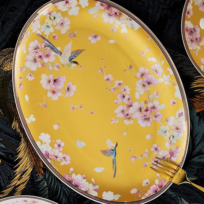 Luxury Tableware Set Tableware Dishes Plates Ceramic Combination Dinner Service Set of Bowls Dessert Plates Soup Plates Dinner Plates 62 Piece