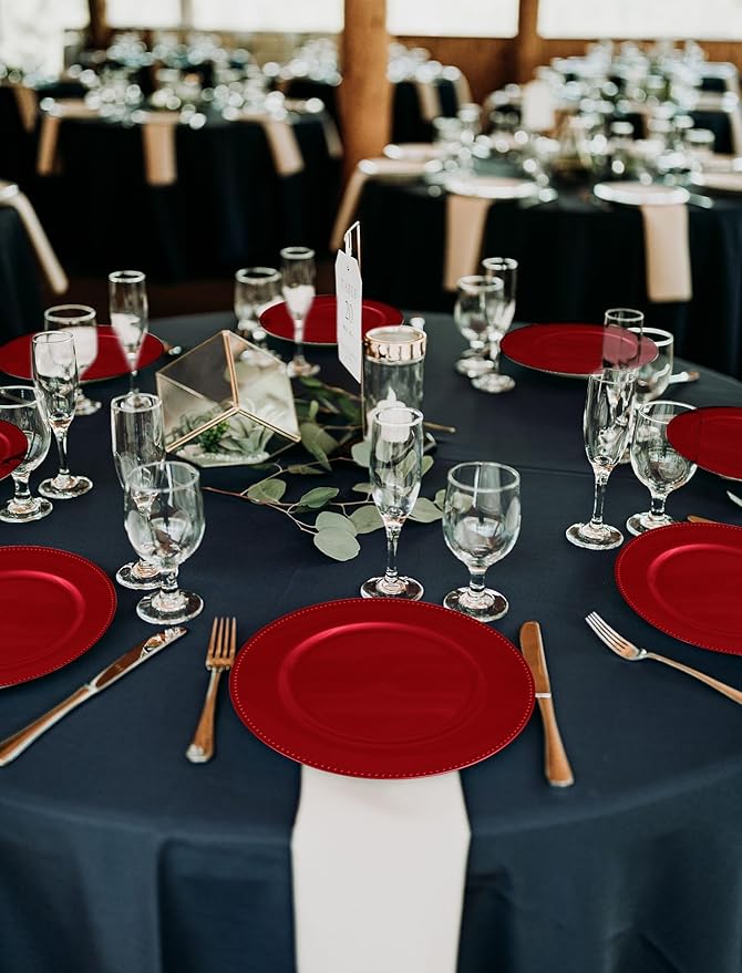 36 Pcs Red Charger Plates Round Charger Plates13 Inch Bulk Wedding Dinner Elegant Reusable Plastic Chargers Plates Wedding Holiday Party Baby Shower Event Decoration (Red)