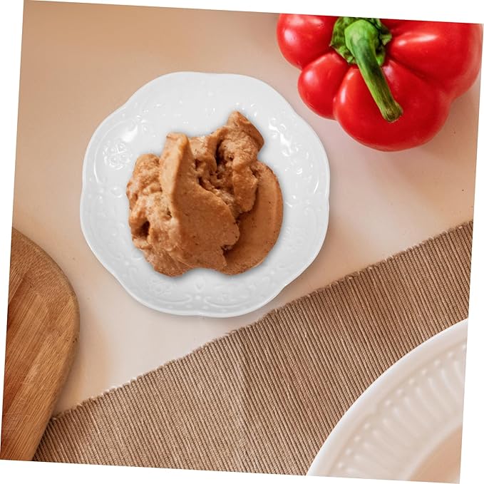 2pcs Embossed Ceramic Appetizer Plates Versatile Sauce Dishes for Soy Sauce Oil Seasonings Elegant White Design for Home Parties and Gifts