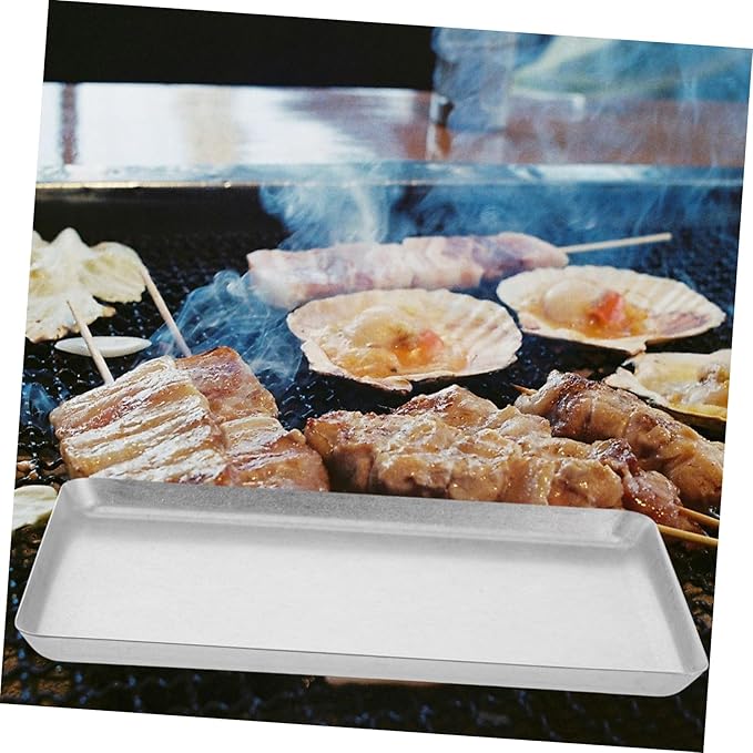 Stainless Steel Serving Tray Capacity BBQ Plate for Skewers Utensil Organization Outdoor Events Vintage Design for Kitchen Dining