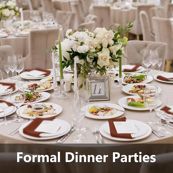 Burnt Sienna Linen Feel Napkins with Flatware Pocket, 50 Pack Cloth Like Pre-Folded Napkins for Silverware, Guest Hand Towel for Dinner Party Wedding Decoration (16. x 15.5 inch)