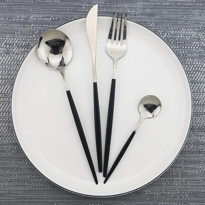 JASHII 30-Piece Stainless Steel Satin Finish Flatware Set, Mirror Polished Tableware Cutlery for Home and Restaurant, Dishwasher Safe