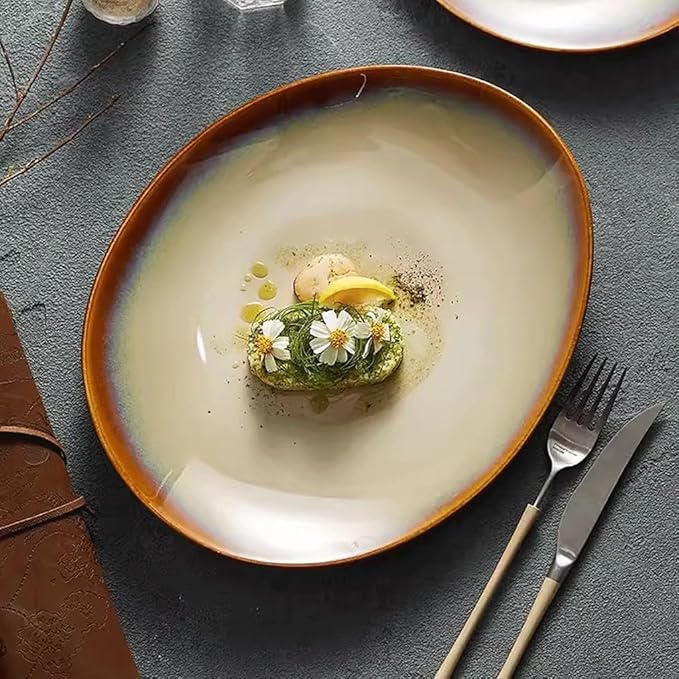 SONGCHAO Party Supplies Ceramic Dinner Plate Home Kitchen Tableware Salad Plate Restaurant Appetizer Plate Western Steak Presentation Party Plates (Color : 11in)