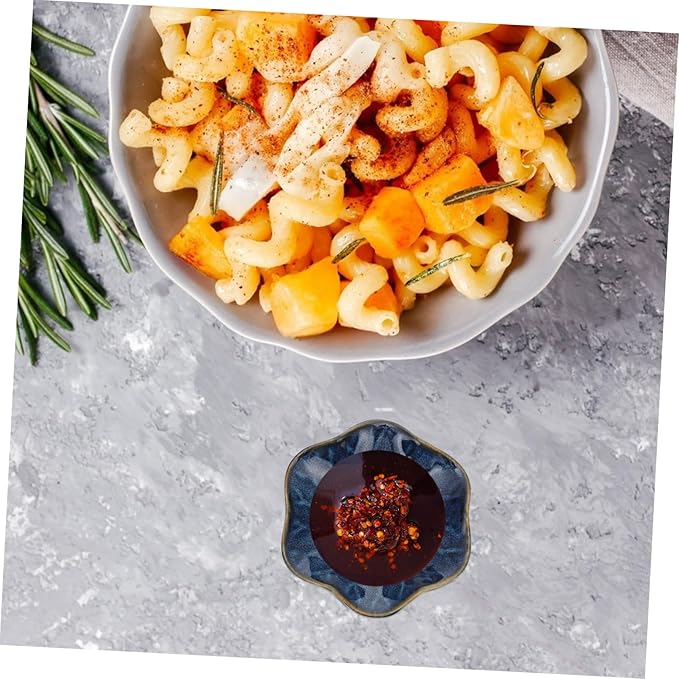 KICHOUSE 3pcs Japanese-style Ceramic Sauce Plates Dipping Bowls Blue Glazed Tableware for Appetizers and Snacks
