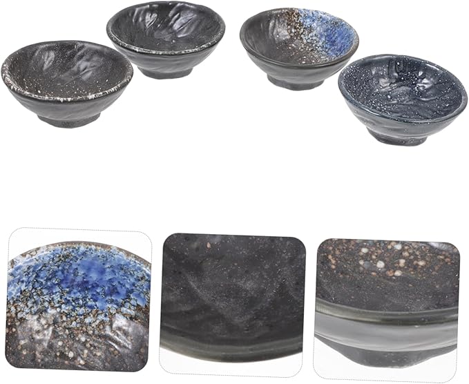 LIFKOME 4pcs Dipping Plates Ceramic Seasoning Dishes Sauce Holders for Restaurants Homes