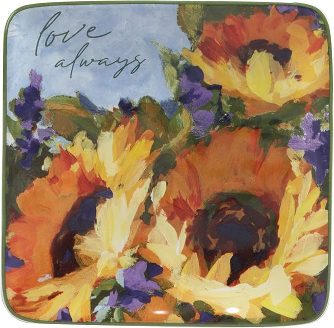 Certified International Sunflower Bouquet 6" Canape/Luncheon/Appetiser Plates, Assorted Designs, Small, Multicolor, Set of 4