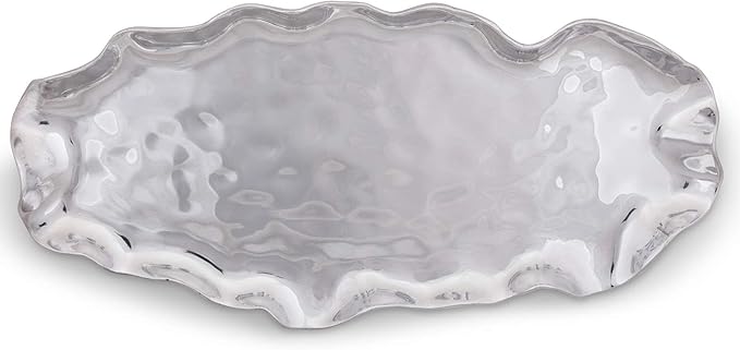 Arthur Court Carmel Pattern Tray - Free Form Modern Metal Serving Platter 20 inch x 9 inch