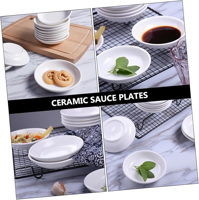 6-Piece Ceramic Sauce Dishes Set Small Dipping Plates for Condiments Snacks Appetizers Versatile Kitchen Supplies for Home and Restaurant Use