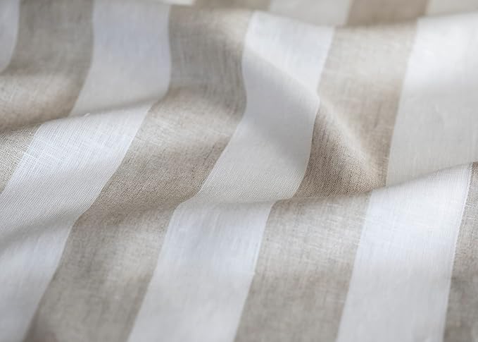 Solino Home Linen Napkins Set of 4-100% Pure Linen Cabana Stripe Natural and White Cloth Dinner Napkins 20 x 20 Inch for Christmas, Holiday, New Year - Handcrafted and Machine Washable