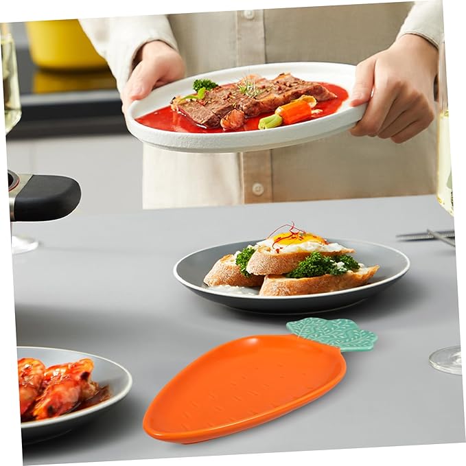 OUNONA Unique Carrot Dipping Tray Ceramic Sauce Plate for Appetizers Snacks Desserts Home Decor