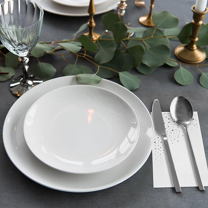 Stylish White and Silver Napkins for Party, 100 Linen Feel Disposable Dinner Napkins, 8.5x4.25" Silver Hand Towels for Bathroom, Cloth Like Linen Feel Guest Towels for Wedding, Reception or Event