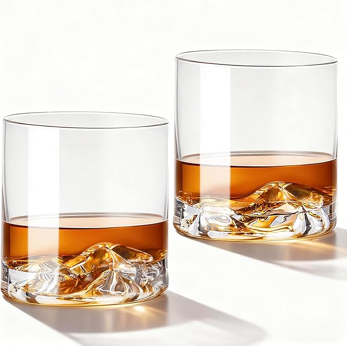 BQD Whiskey Glasses Set of 2 Pack,Old Fashioned Glasses Rocks Glasses for Bourbon,Scoth,Cocktail