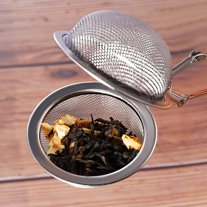 Snap Ball Tea Strainer, Stainless Steel Tea Infuser Filter with Handle for Loose Leaf Tea, Spices, Seasonings 3 Pack S/M/L (3PCS, Stainless Steel)