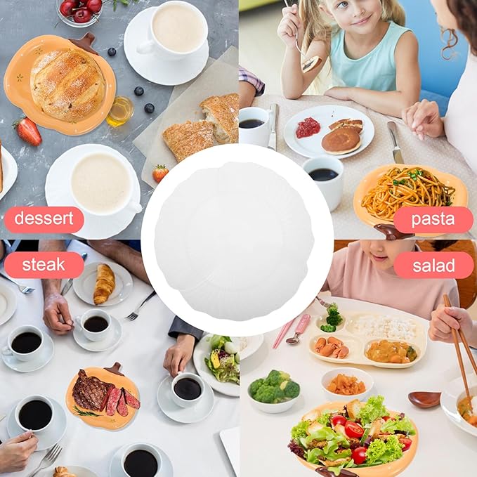 Scalloped White Plastic Appetizer Plates 5pcs Lightweight Dumpling and Dessert Serving Platters for Home Kitchen and Restaurant Use