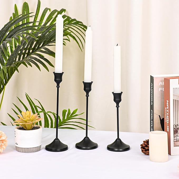 Candlestick Holders 30 PCS, Metal Taper Candle Holder, Matte Black Candle Holders for Pillar Candles, Vintage Dining Table Centerpiece Decorations for Wedding Party Christmas Halloween Decor