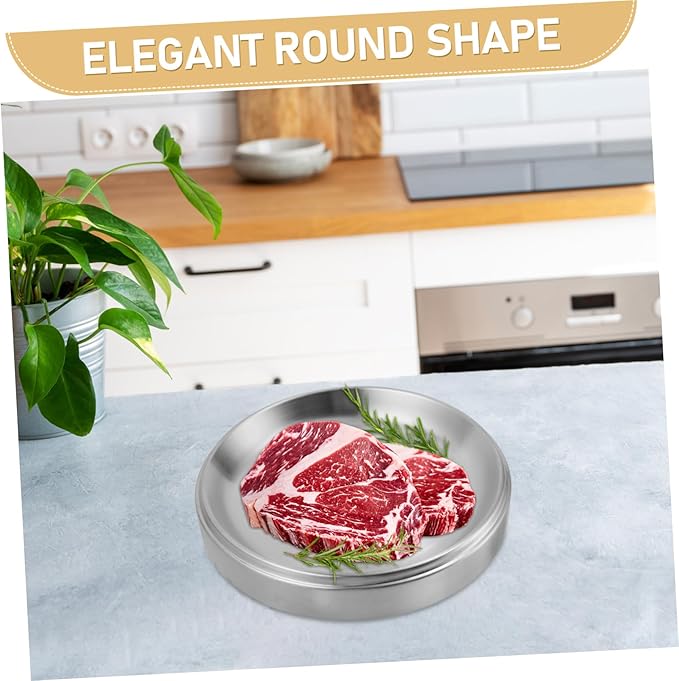 LIFKOME Stackable Stainless Steel Griddle Plate Multi Function Round Serving Tray for Prep Food for Outdoor Grills Picnics and Home Kitchens Elegant Design