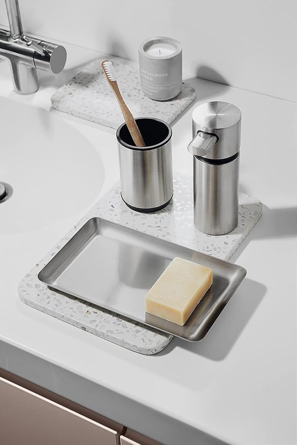 blomus Basic Tray, 10 x 17 cm, matt Brushed Stainless Steel, 6.7L x 4.33W in