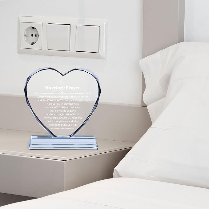Wedding Gifts for Couples 2025, Marriage Prayer Plaque, Unique K9 Crystal with Inspiring Quotes, Anniversary Wedding Gifts for Couples, Newlywed Mr and Mrs Gifts.
