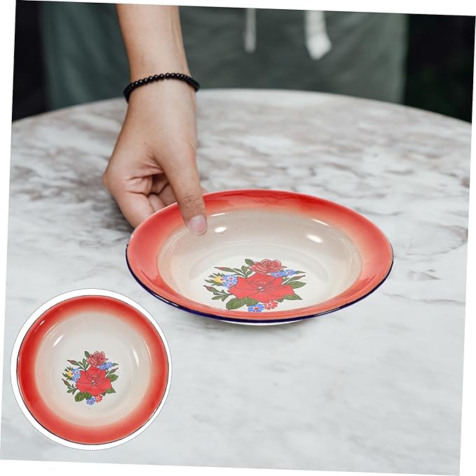 GLEAVI 2pcs Vintage Floral Ceramic Plates Thick Antique Appetizer Holders Decorative Food Trays for Entertaining and Home Décor