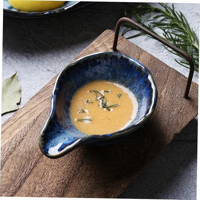 Happyyami Nordic Blue-eating Owl Ceramic Sauce Bowl Multi-function Dipping Plate for Household Kitchen