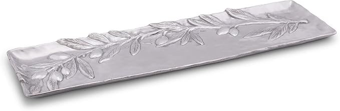 Arthur Court Olive Pattern Sand-Cast Aluminum Oblong Serving Tray/Platter 19 inch x 5.5 inch