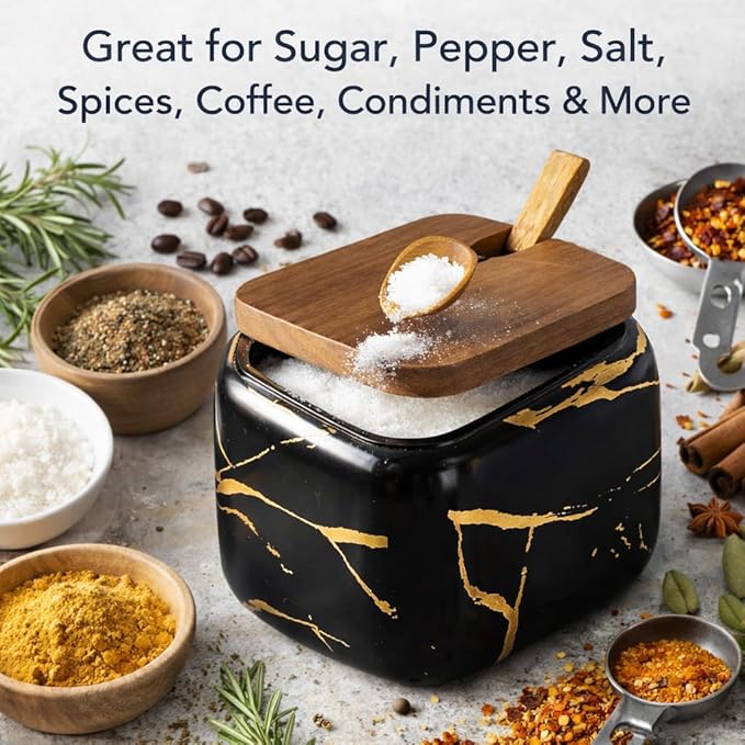 3 Pcs Sugar Bowls Ceramic Coffee Jar Set Ceramic Seasoning Jar with Lid Spoon and Tray/Food Storage Canister (Color Mixing)