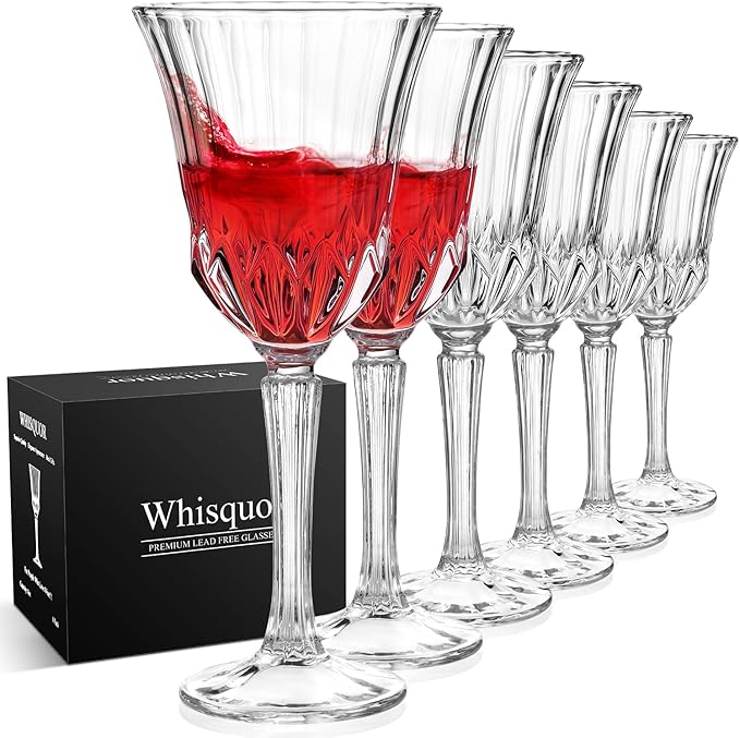 Wine Glasses Set of 6, Lead-free Crystal Wine Glasses, Vintage Red Wine Glassware for Daily Use, Hosting Guests, Gifts for Wedding