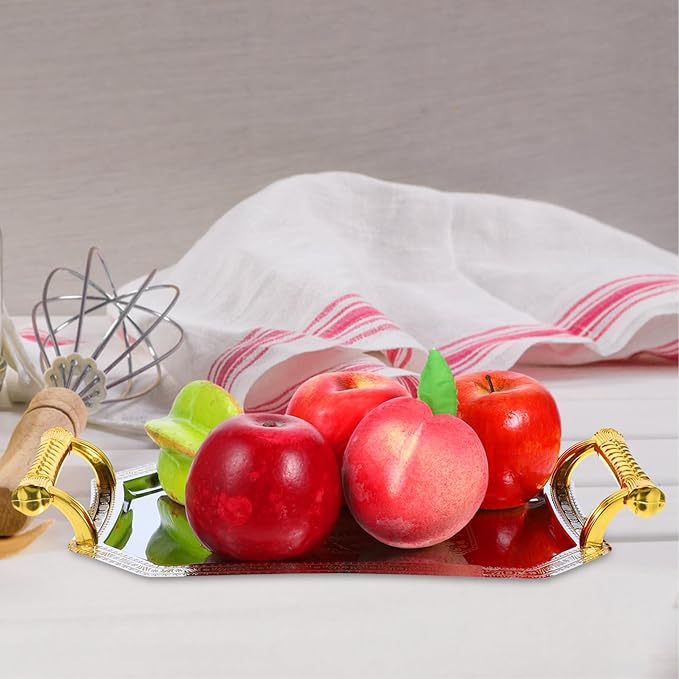 VOSAREA Elegant Carved Fruit Serving Tray Snack Dish Dessert Plate Food Tray for Desktop Wedding Fruit