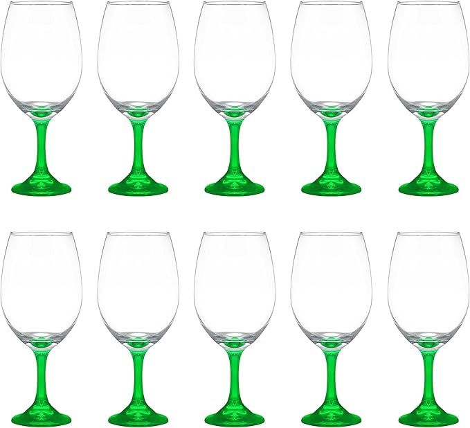 DISCOUNT PROMOS Rioja Grand Wine Glasses 20.75 oz. Set of 10, Bulk Pack - Perfect for Hotel, Bar, Restaurant or Lounge - Green