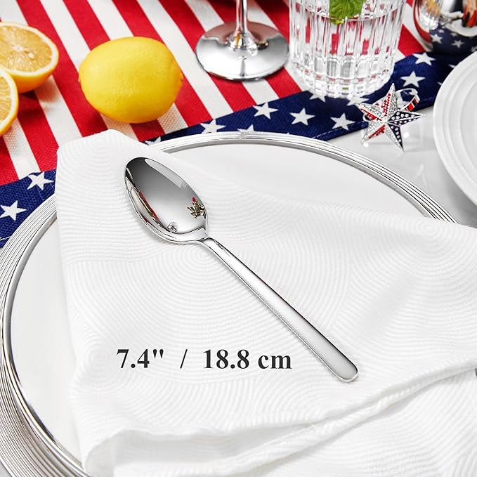 KEAWELL Premium Lucent 4-Piece 7.4 inch Spoon Set – 18/10 Stainless Steel Silverware with Mirror Polish, Dishwasher Safe for Table Setting and Entertaining (4, Dinner Spoons)