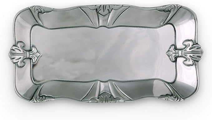 Arthur Court Designs Fleur-De-Lis Pattern Sand Casted in Aluminum with Artisan Quality Hand Polished Design Tarnish-Free 6 inch x 12 inch