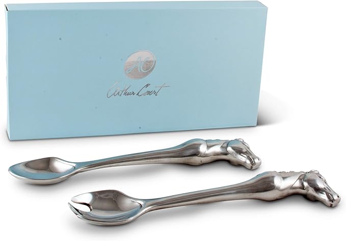 Arthur Court Designs Aluminum Horse Figural Salad/Food Serving Set Pair 11 inch Long