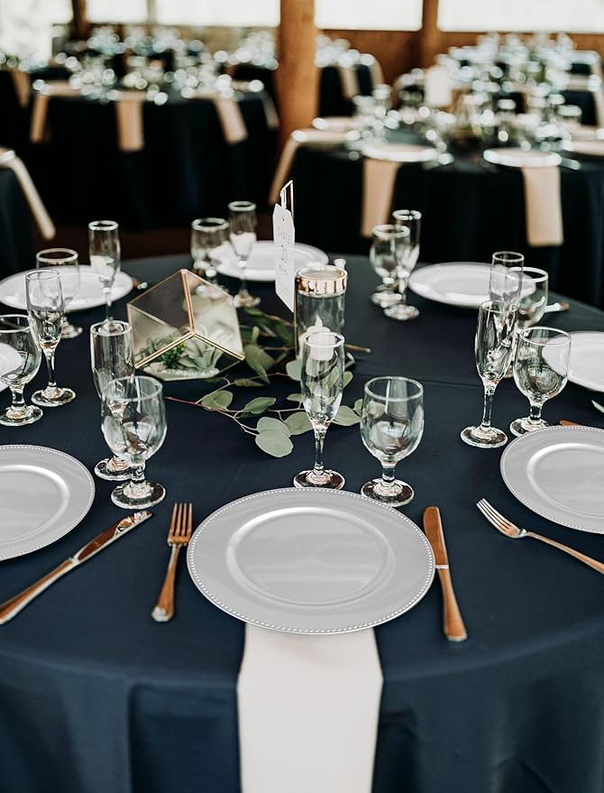 36 Pcs Silver Charger Plates Round Charger Plates13 Inch Bulk Wedding Dinner Elegant Reusable Plastic Chargers Plates Wedding Holiday Party Baby Shower Event Decoration (Silver)