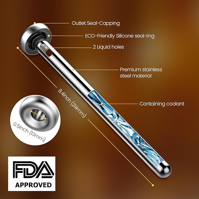 Kollea 4-Pack Beer Chiller Stick for Bottles, Wine Chiller, 3-in-1 Stainless Steel Wine Bottle Cooler Stick, Unique Father’s Day Beer Gifts for Men, Birthday, Melts Slowly to Retain Drinks Full Flavor