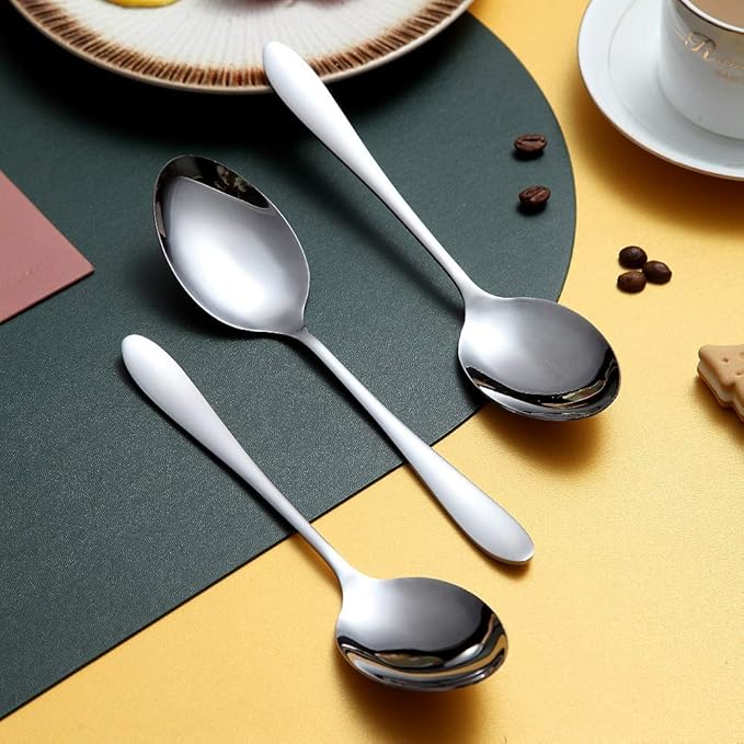 10-Piece Serving Flatware Silverware Set,Stainless Steel Serving Utensil Set,Include Slotted Serving Spoon, Serving Spoon, Butter Knife, Sugar Spoon, Serving Fork(Silver)