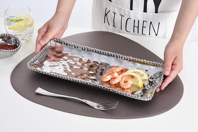 Pampa Bay Porcelain Medium Rectangular Tray (Silver)