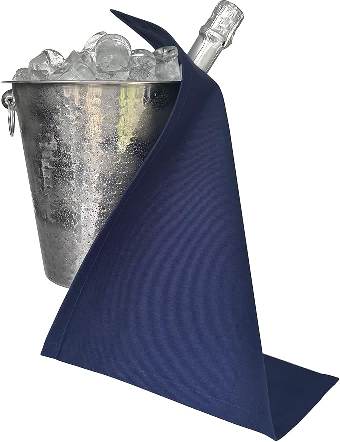 Original Collection, Bottle Cloths for Ice Buckets, Cotton, 42 cm, Corner Hole, Stitched Circle (Royal Blue, Pack of 2)
