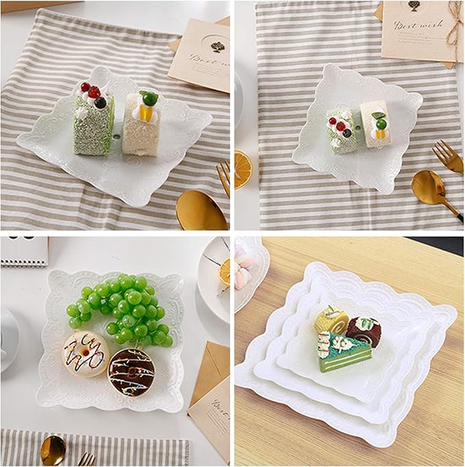 Cupcake Stand,2 Set of 3-Tier Dessert Plates Mini Cakes Fruit Candy Display Tower Cookie Tray Rack Candy Buffet Holder Plastic Cake Stand for Wedding Home Holiday Birthday (Square)