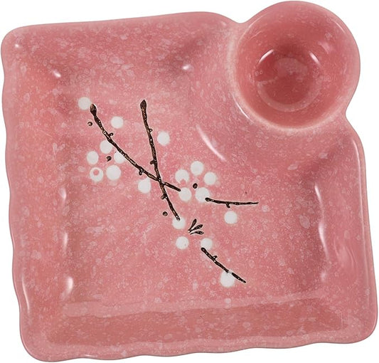 Healifty Ceramics Sauce Dish Pink Dipping Bowl Appetizer Plates for Home Restaurants Catering Easy to Clean Heat and Acid Resistant Condiment Serving Dish