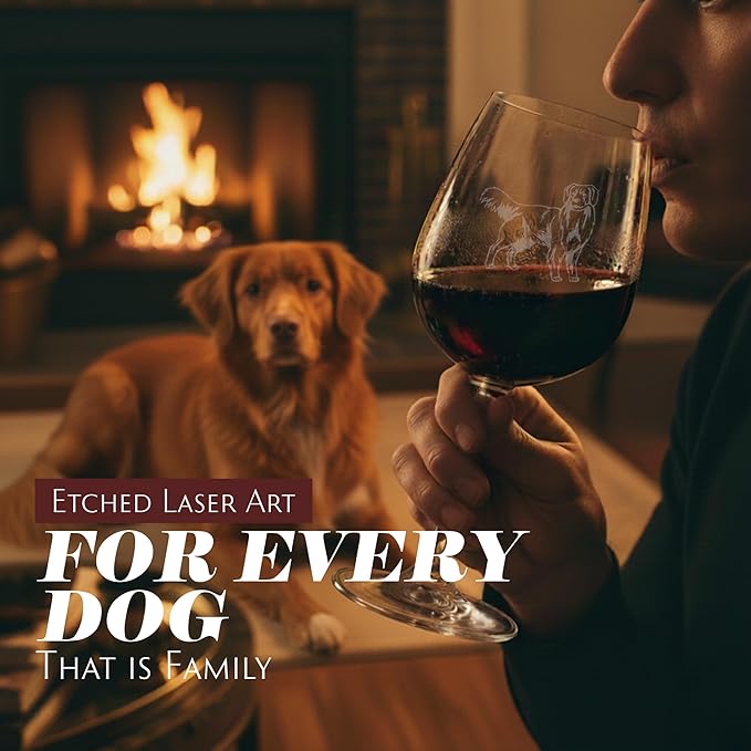 Etched Laser Art Personalized Dog Themed Etched Wine Glass - Custom Dog Breed Wine Glasses, Unique Birthday Gift for Men & Women - Nova Scotia Duck Tolling Retriever (Toller) Customized, 12.75 oz