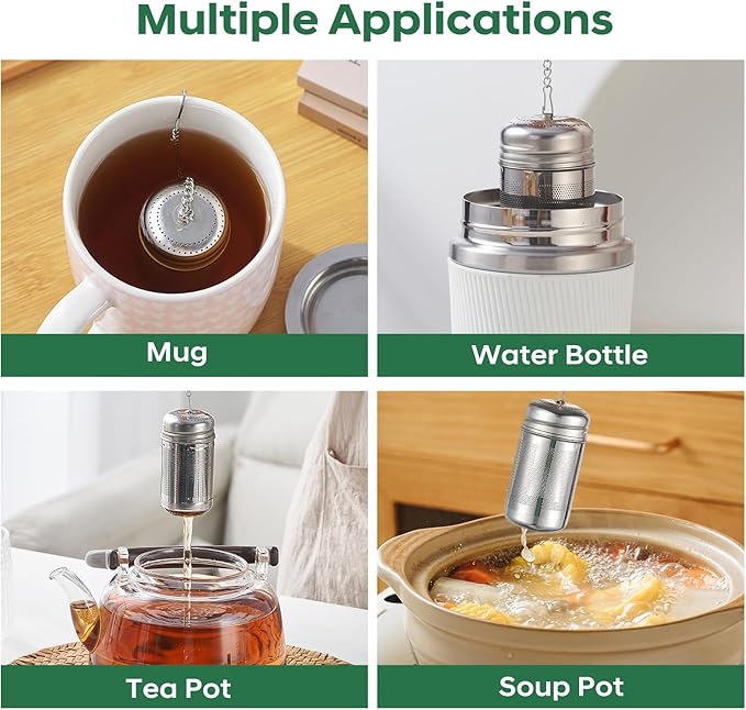 2 Pack Tea Infuser For Loose Leaf Tea, Extra Fine Mesh Tea Diffusers For Loose Tea, 316L Stainless Steel Tea Strainer, Reusable Tea Steeper For Coffee, Herbs, Fruit, Spices（3.4oz）