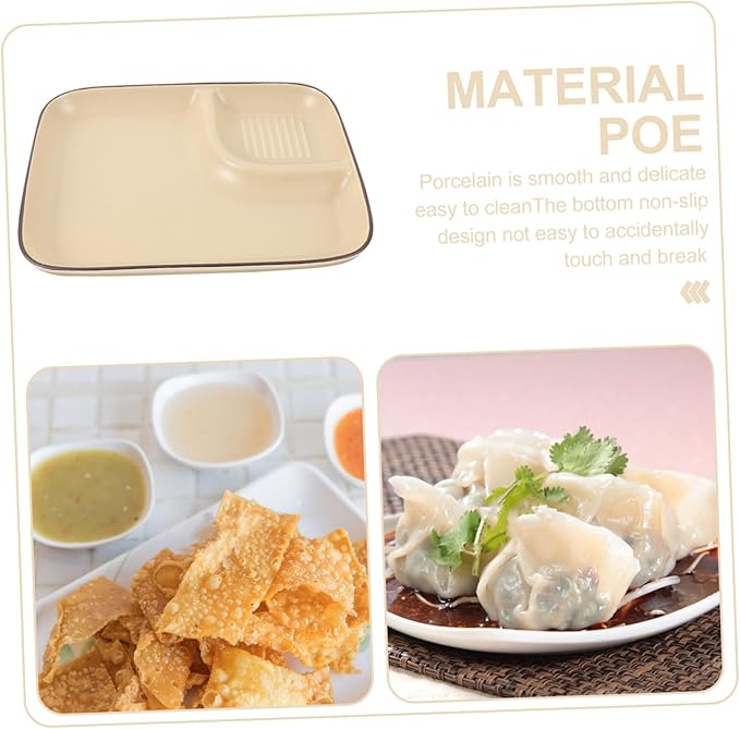 Amosfun Ceramic Dumpling Plate Sauce Grid Dipping Bowl for Appetizers Nordic Design for Serving Dumplings and Salads