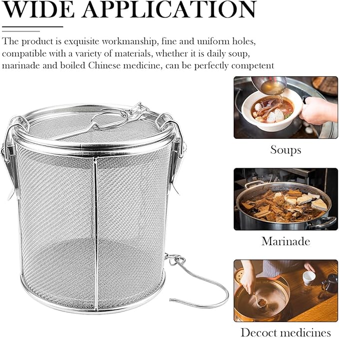 Stainless Steel Mesh Filter, Tea Strainers, Soup Seasoning Separation Basket, Tea and Spice Ball for Cooking Soup (Medium)