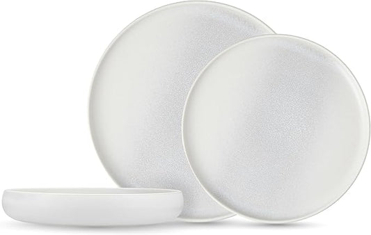 Eater x Zwiesel Fortessa Foss Stoneware, 12 Piece Dinnerware Set (Service for 4), Thermal White