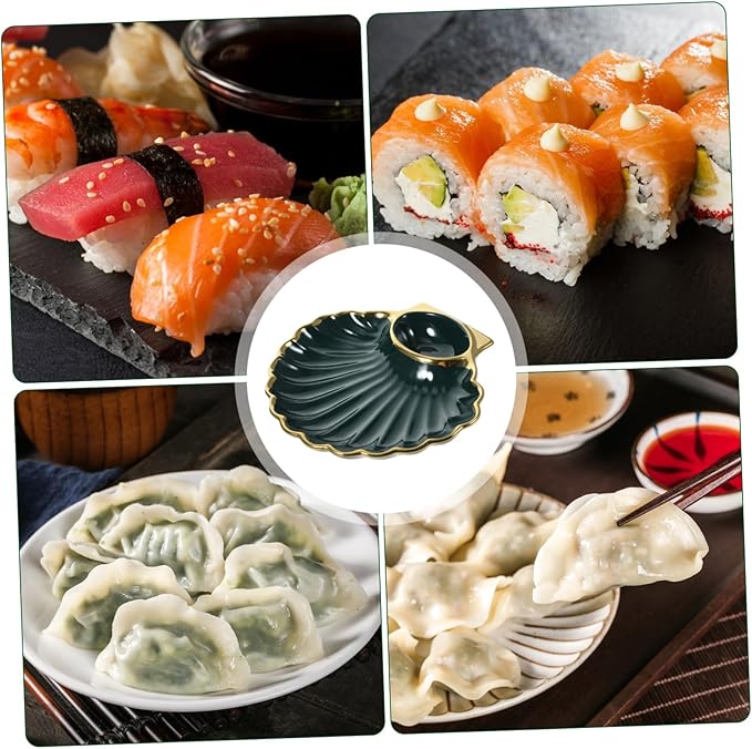 1pc Dumpling Plate Sauce Dish Shell-shaped Dinnerware for Dumplings Sushi French Fries Snacks Fine Workmanship Smooth Polishing for Home Restaurant Use