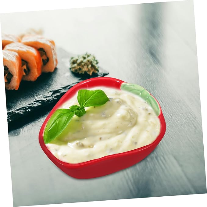 LIFKOME Ceramic Dipping Sauce Plate Multi-functional Appetizer Dish for Sauces Snacks and Seasonings Lightweight and Stylish Strawberry Bowl for Food Presentation