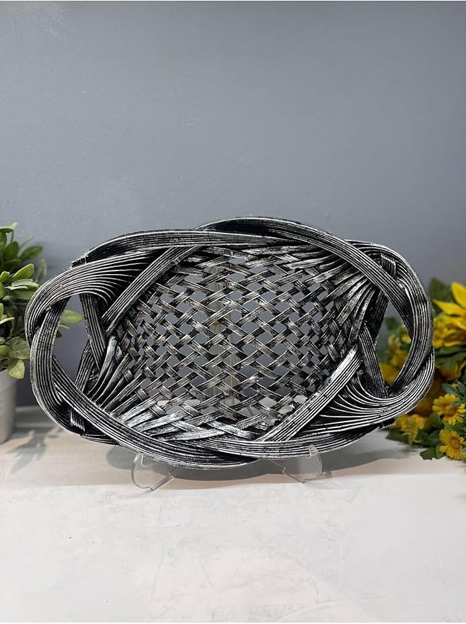 Tray Decorative Polyester Serving Tray Silver Black Antique Abstract Style for Home Decor, One Piece - Silver Black Antique, One Size