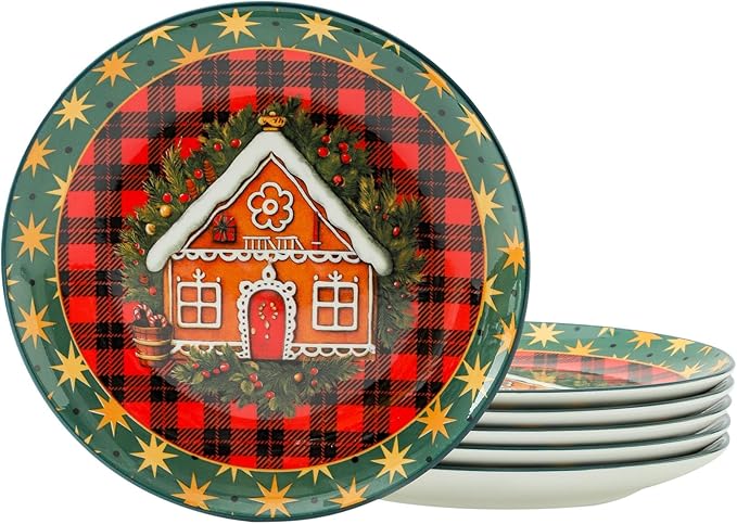 glowworm Dinner Plate Set of 6, 10.5 Inch Ceramic Dinner Plates, Salad Serving Plate for Kitchen, Restaurant, Valentine’s Day Gift, Microwave, Oven & Dishwasher Safe