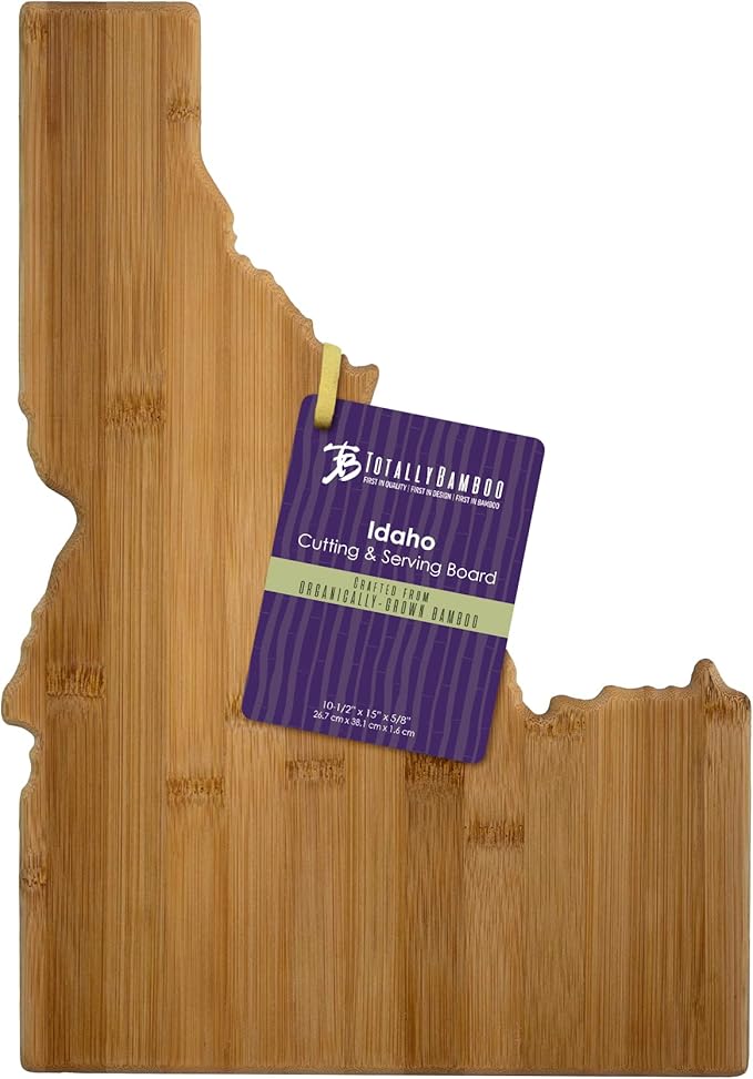 Totally Bamboo Idaho State Shaped Bamboo Serving and Cutting Board