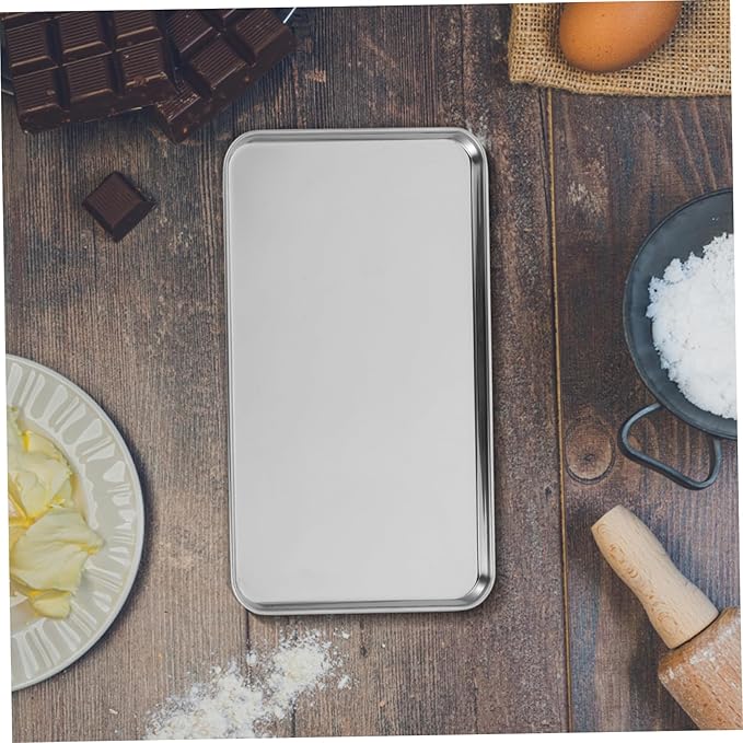 Rectangular Stainless Steel Serving Tray Practical Food Plate for Restaurants and Hotels Silver Non-Slip Design for Catering and Buffet